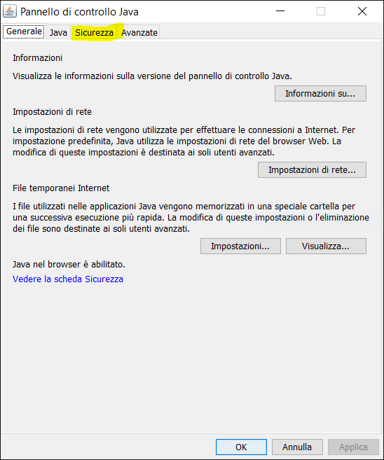 Tab sicurezza