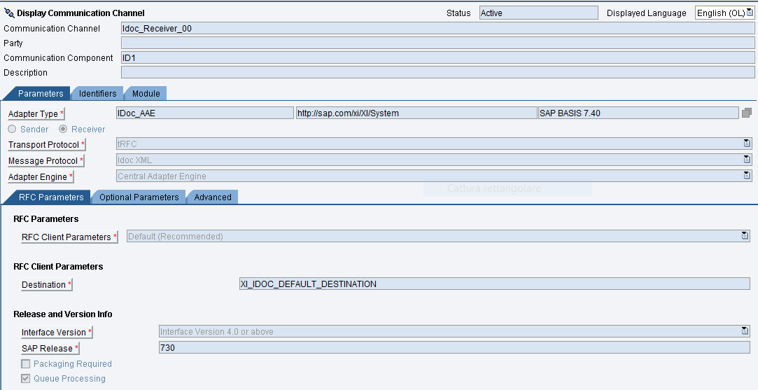 IDoc receiver communication channel