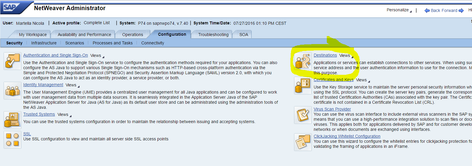 Netweaver Administration Configuration page